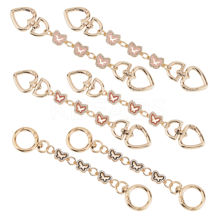6Pcs 3 Styles Iron Glass with Enamel Butterfly Bag Extension Chains FIND-FH0016-70-1