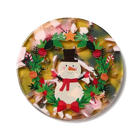 Transparent Christmas Themed Cellulose Acetate(Resin) Pendants OACR-L018-03F-1