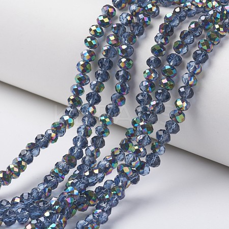 Electroplate Transparent Glass Beads Strands EGLA-A034-T4mm-Q14-1