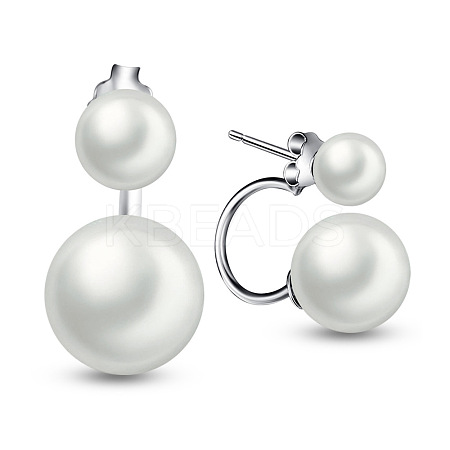 SHEGRACE Chic 925 Sterling Silver Shell Pearl Front and Back Earrings JE173A-1