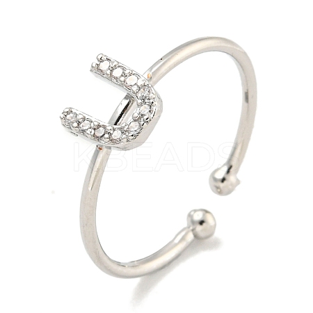 Rack Plating Brass Open Cuff Rings for Women RJEW-F162-02P-U-1