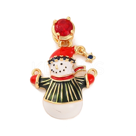 Christmas Theme Brass Micro Pave Cubic Zirconia Pendants KK-C076-27G-04-1