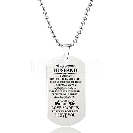 201 Stainless Steel To My Husband Dog Tag Pendant Ball Chain Necklaces FS-WG527E6-33-1