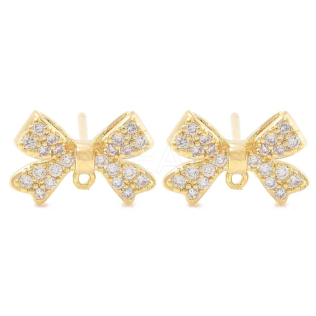 Brass Clear Cubic Zirconia Stud Earring Findings KK-A238-02A-G-1