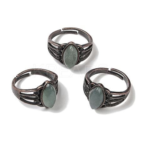 Natural Green Aventurine Horse Eye Adjustable Rings RJEW-K271-05R-12-1
