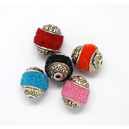 5PCS Mixed Color Round Handmade Indonesia Beads X-IPDL-R347-M-1