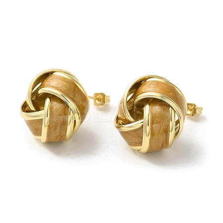 Real 18K Gold Plated Iron Enamel Stud Earrings for Women EJEW-M251-09G-05-1