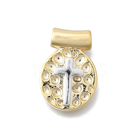 Religion Theme Brass Hammered Pendants KK-V010-09GP-04-1