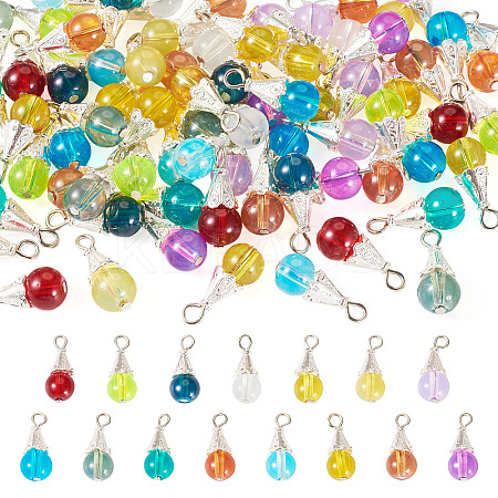 90Pcs 15 Styles Alloy Glass Pendants PALLOY-TA00166-1