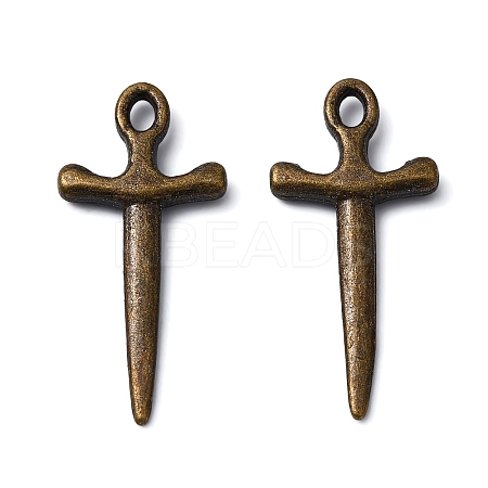 Tibetan Style Alloy Sword Pendants X-TIBEP-929-AB-FF-1