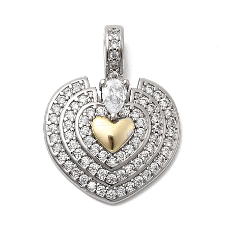 Brass Micro Pave Clear Cubic Zirconia Pendants KK-H519-15B-GP-1