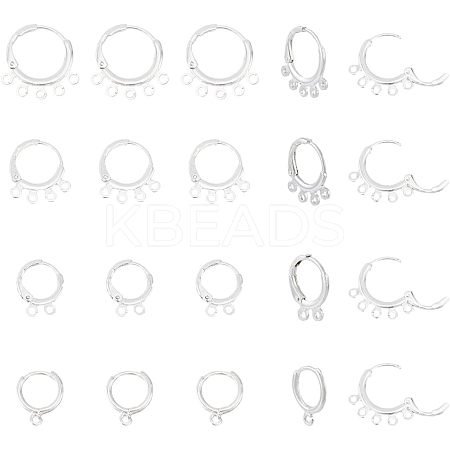 40Pcs 4 Style Rack Plating Eco-friendly Brass Huggie Hoop Earring Findings KK-FH0003-98-1
