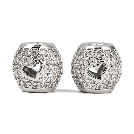 Brass Micro Pave Cubic Zirconia Beads KK-F906-23P-1