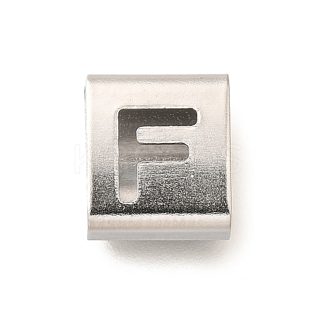 Letter Style 304 Stainless Steel Square Slide Charms STAS-L132-08F-1