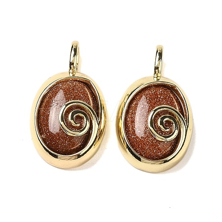 Synthetic Goldstone Oval Pendants G-K371-01G-06-1