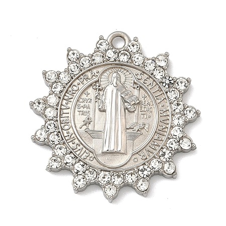 304 Stainless Steel & Rhinestone Pendants STAS-G371-09A-01P-1