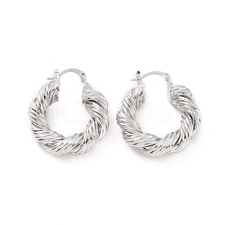 Brass Twist Rope Shape Hoop Earrings for Women EJEW-F303-07P-1