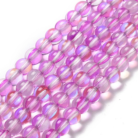 Synthetic Moonstone Beads Strands G-P528-J01-05-1