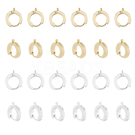24Pcs 2 Colors 201 Stainless Steel Huggie Hoop Earrings Findings STAS-DC0015-46-1