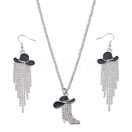 Iron Pendant Necklaces & Alloy Dangle Earring Sets SJEW-UN00005-1