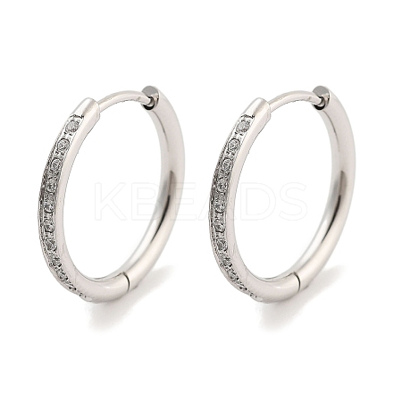 304 Stainless Steel Micro Pave Clear Cubic Zirconia Huggie Hoop Earrings for Women EJEW-C096-30P-1