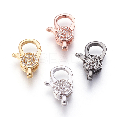 Brass Micro Pave Cubic Zirconia Lobster Claw Clasps KK-O106-28-1