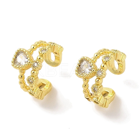 Brass Micro Pave Clear Cubic Zirconia Cuff Earrings for Women EJEW-I305-01G-1