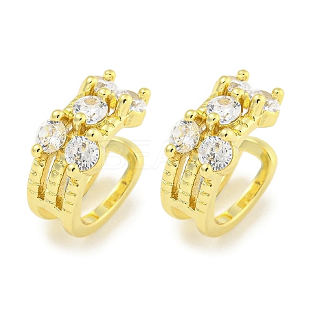 Brass Micro Pave Cubic Zirconia Cuff Earrings EJEW-C104-042G-1