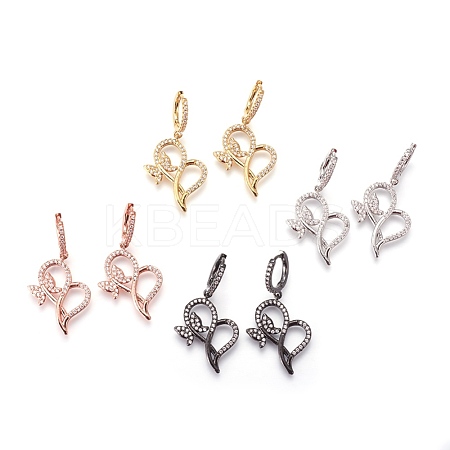 (Jewelry Parties Factory Sale)Brass Cubic Zirconia Hoop Earrings EJEW-O084-12-1
