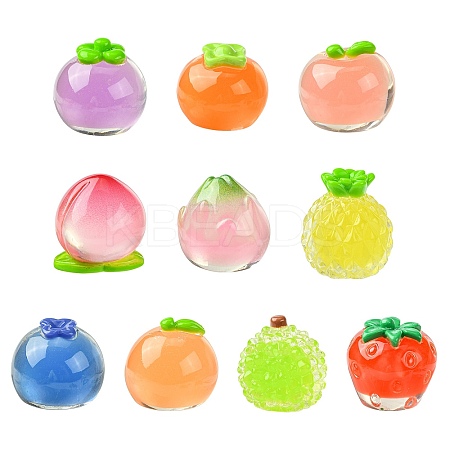 10Pcs 10 Styles Fruit Transparent Resin Cabochons RESI-CJ0004-83-1
