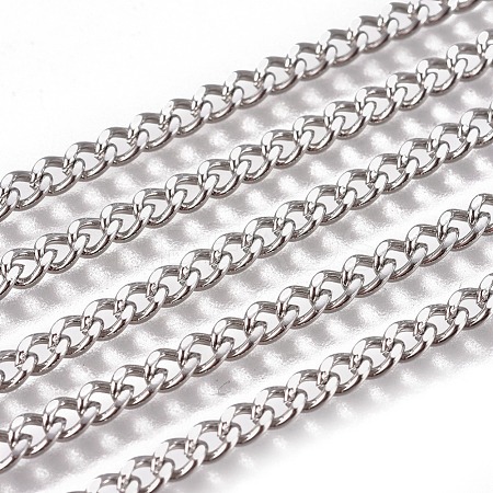 Non-Tarnish 3.28 Feet Handmade 304 Stainless Steel Curb Chains X-STAS-F229-06A-P-1