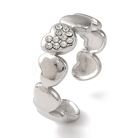 304 Stainless Steel Open Cuff Ring for Women RJEW-F166-08P-01-1