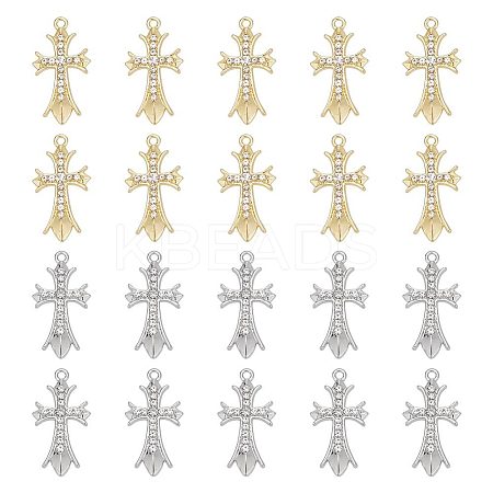 ARRICRAFT 20Pcs 2 Colors Alloy Crystal Rhinestone Pendants FIND-AR0003-91-1