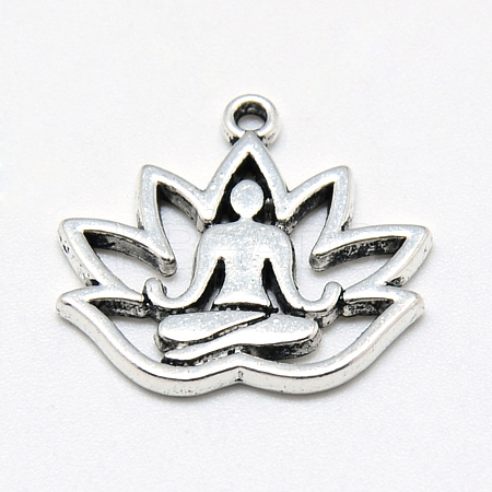 Tibetan Style Alloy Yoga Theme Pendants TIBE-S301-005AS-NR-1