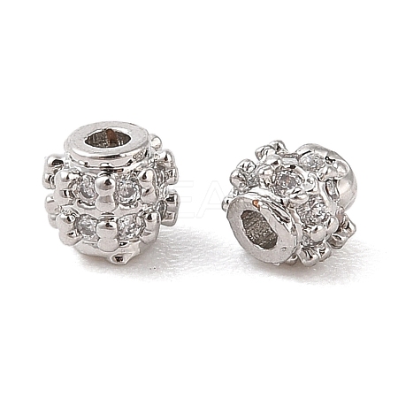 Brass Micro Pave Clear Cubic Zirconia Spacer Beads KK-N256-12P-1