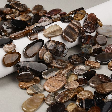 Natural Petrified Wood Beads Strands G-C253-06-1