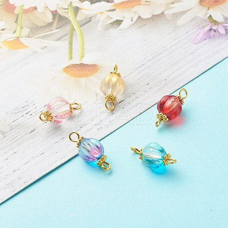 Glass Pumpkin Connector Charms PALLOY-JF00812-30A-1