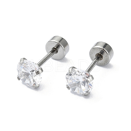 304 Stainless Steel Crystal Rhinestone Ear False Plugs STAS-C089-04C-P-1