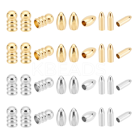 36Pcs 6 Style 201 & 304 Stainless Steel Cord End STAS-UN0052-71-1