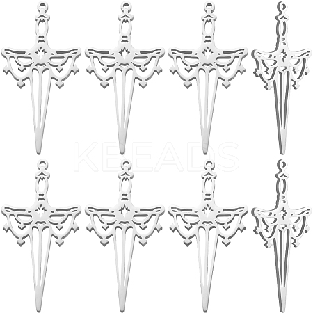 12Pcs 201 Stainless Steel Pendant STAS-BBC0005-37-1