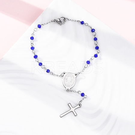 Glass Beads Rosary Bracelets BJEW-A032-04P-03-1