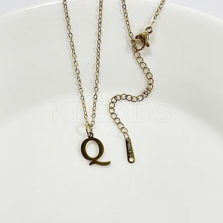 304 Stainless Steel Letter Pendant Necklaces NJEW-WH0027-26Q-G-1