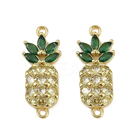 Brass Pave Clear and Green Cubic Zirconia Pineapple Links KK-I358-030G-1