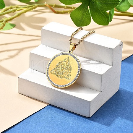 201 Stainless Steel Rhinestone Pendant Necklaces for Women LS-NJEW-U021-06P-1