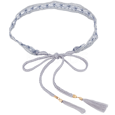 1Pc Cotton and Linen Flower Lace Tassel Waist Belly Belts AJEW-GF0012-32A-1