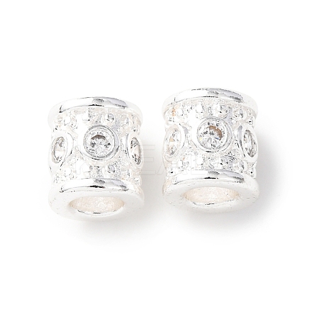Brass Micro Pave Clear Cubic Zirconia European Beads KK-C157-28S-1