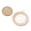 Natural Cultured Freshwater Pearl Round Beaded Ring Pendants PALLOY-JF02616-01-2