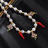 Brass Micro Pave Clear Cubic Zirconia Beaded Necklaces NJEW-Z059-06G-01-3