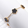 Flower Resin Link Chain Bracelets BJEW-K247-01G-03-2