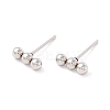 201 Stainless Steel Beaded Horizontal Bar Stud Earrings with 316 Stainless Steel Pin for Women X-STAS-K238-01P-2